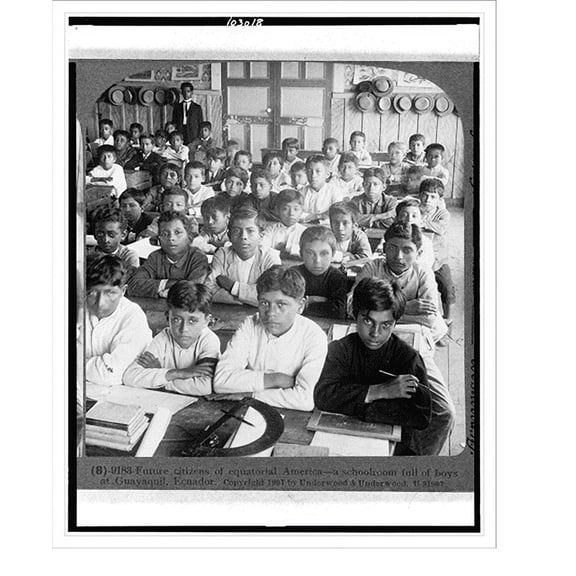Historic Print, Future citizens of equatorial America. a schoolroom full of boys at Guayaquil, Ecuador, 16" x 20"