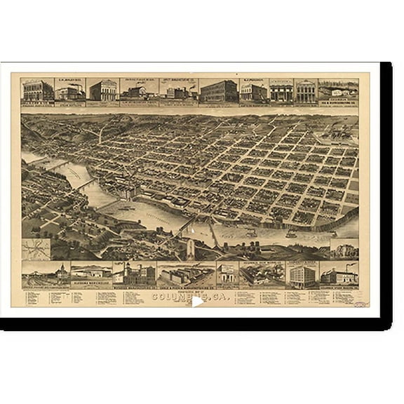 Historic Print, GA Columbus 1886 MAP, 16" x 20"