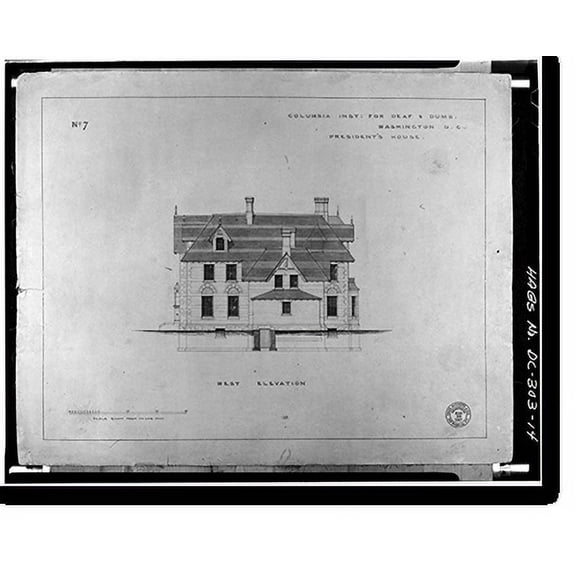 Historic Print, Gallaudet College, President's House, Seventh Street & Florida Avenue Northeast, Washington, District of Columbia, DC - 14, 18" x 24"