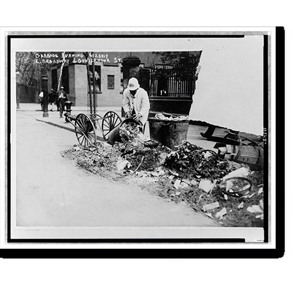 Historic Print, [Garbage burning at East Broadway and Gouverneur Street, New York City], 18" x 24"