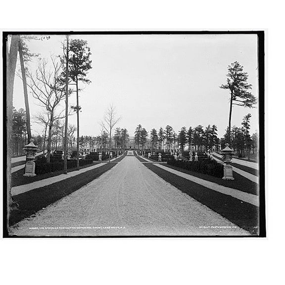 Historic Print, Gardens and casino, Georgian Court, Lakewood, N.J., 16" x 20"