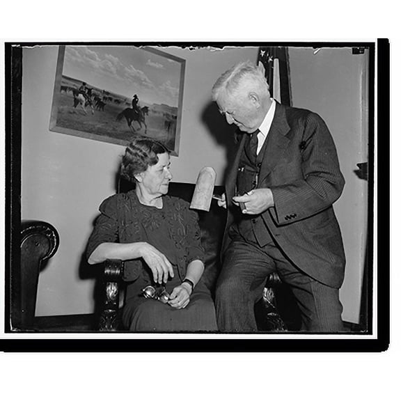 Historic Print, The Garners admire carving of Florida cedar gavel for his collection. Washington, D.C., Oct. 31. Vice President Garner, the nation's no., 18" x 24"