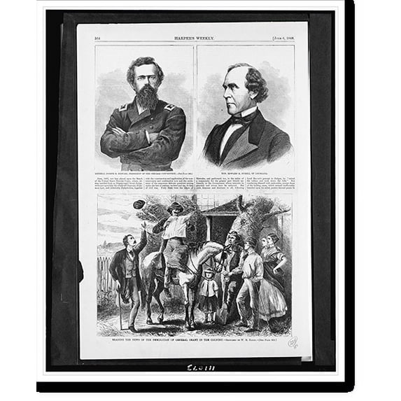 Historic Print, General Joseph R. Hawley, president of the Chicago convention Hon. Edward H. Durell, of Louisiana. Reading the news of the nomination of General Grant in the country.ske…16" x 20"