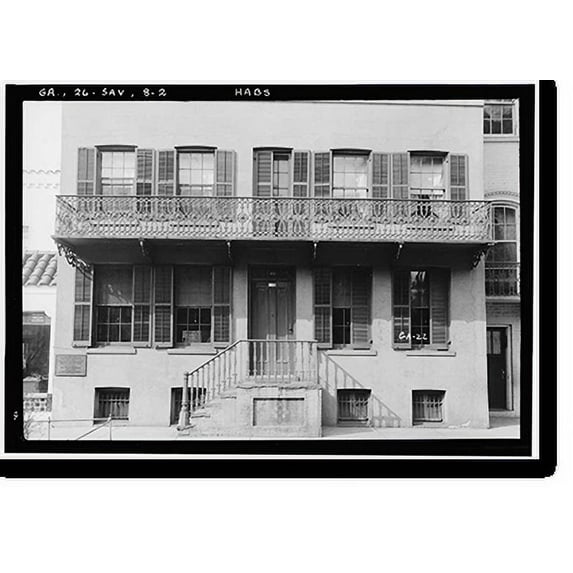 Historic Print, General Lachlan McIntosh House, 110 East Oglethorpe, Savannah, Chatham County, GA, 16" x 20"