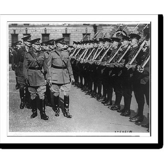 Historic Print, General Pershing decorates the tomb of Britain's unknown warrior. General Pershing accompanied by the Duke of Connaught inspecting the British Guard of Honor before ente...18" x 24"