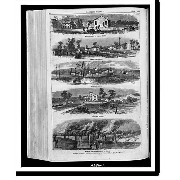 Historic Print, General Sherman's campaign.from sketches by Theodore R. Davis., 16" x 20"