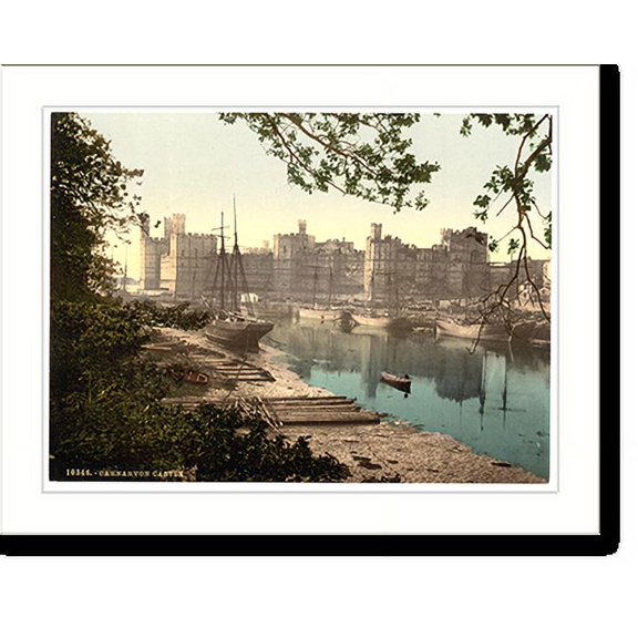 Historic Print, General view Carnarvon Castle Wales, 16" x 20"