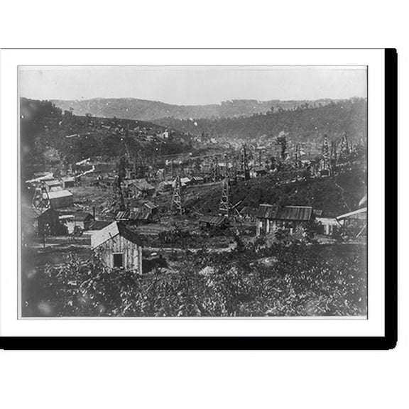 Historic Print, General view of Funkville in 1864, Oil Creek, Pennsylvania, 16" x 20"