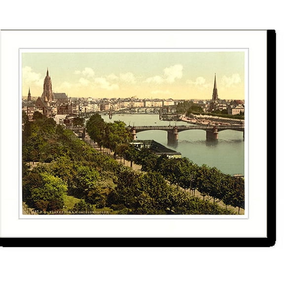 Historic Print, General view the river and warehouses Frankfort on Main (i.e. Frankfurt am Main) Germany, 16" x 20"