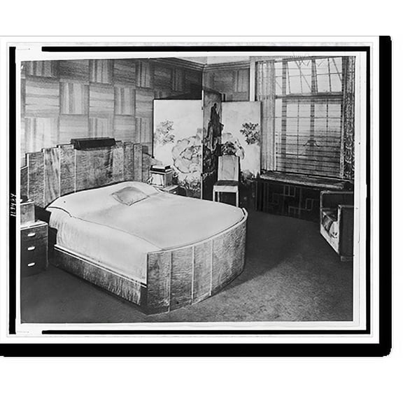 Historic Print, [George Gershwin's bedroom with bed and screen designed by Botkin], 16" x 20"