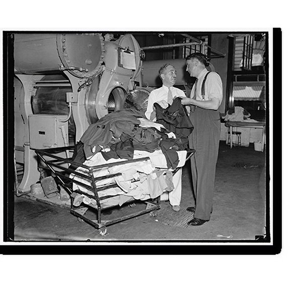 Historic Print, George Marshall in [Palace] laundry, 18" x 24"