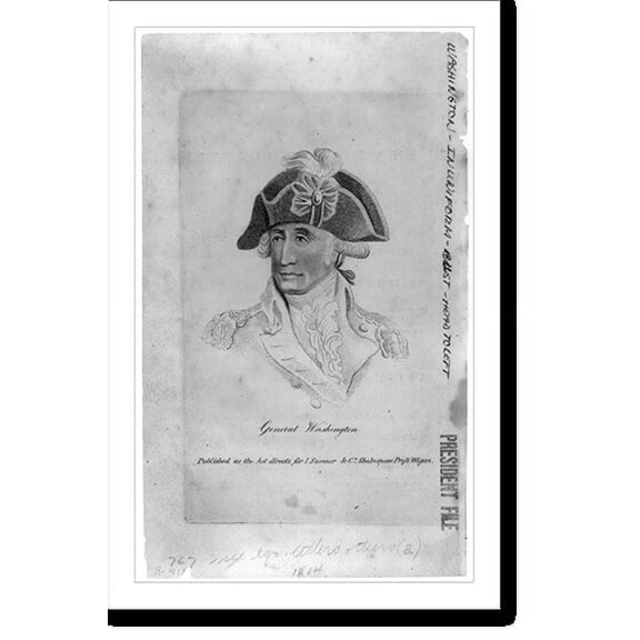 Historic Print, [George Washington, bust, facing slightly left, in uniform], 16" x 20"