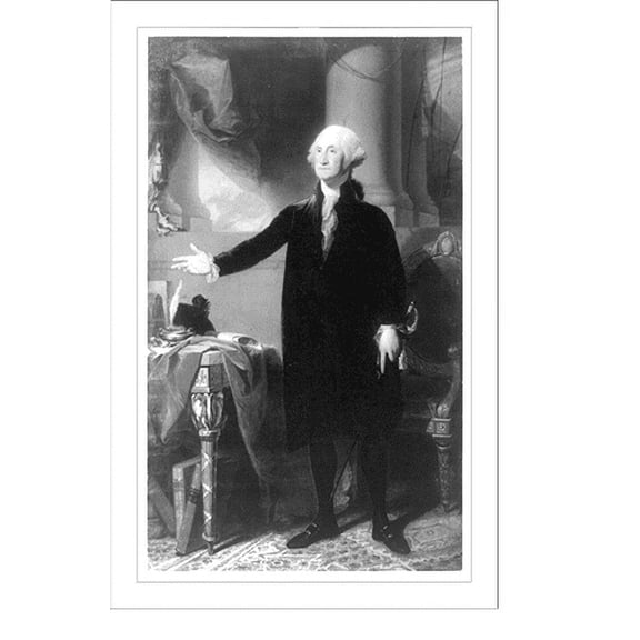 Historic Print, [George Washington, full-length portrait, standing, facing left, right hand raised above table], 18" x 24"
