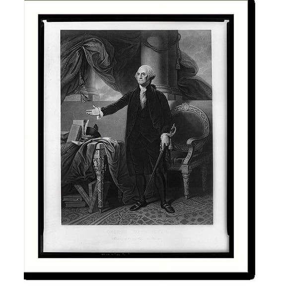 Historic Print, George Washington.painted by G. Stuart ; engraved by H.S. Sadd, N.Y., 18" x 24"