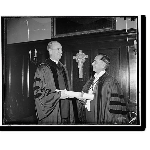 Historic Print, Georgetown University confers honorary degree on president of Philippines. Washington, D.C., April 19., 16" x 20"
