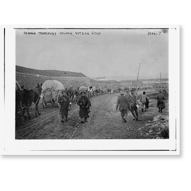Historic Print, German Transport column outside Nisch, 16" x 20