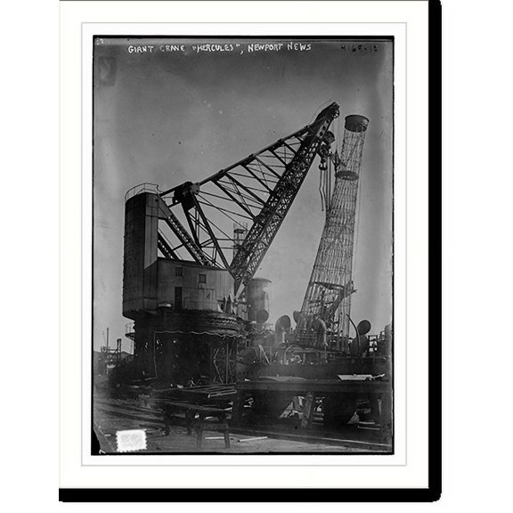 Historic Print, Giant crane "Hercules" at Newport News, 18" x 24"