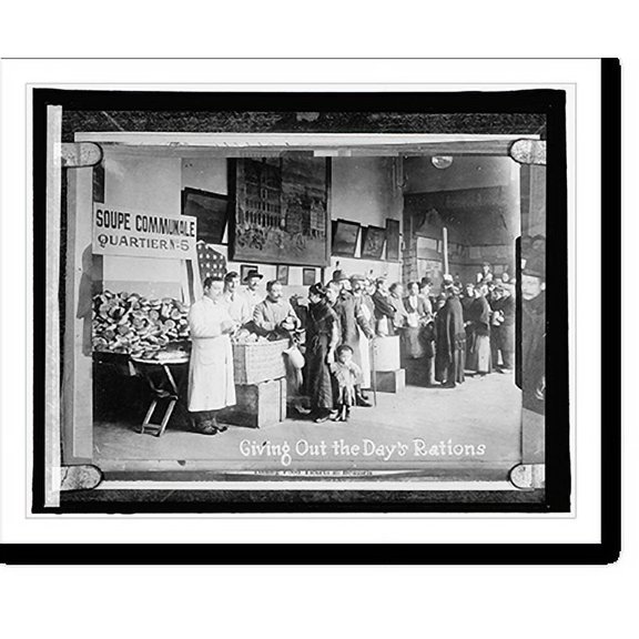 Historic Print, Giving out the day's rations in Belgium, 18" x 24"