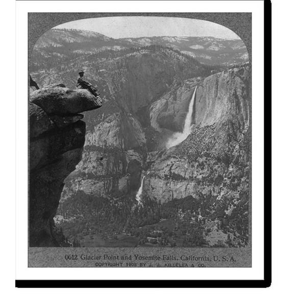 Historic Print, Glacier Point and Yosemite Falls, Calif., 18" x 24"