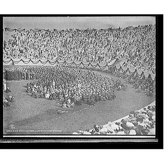 Historic Print, Glee club singing in the stadium, Harvard University class day exercises, 16" x 20"