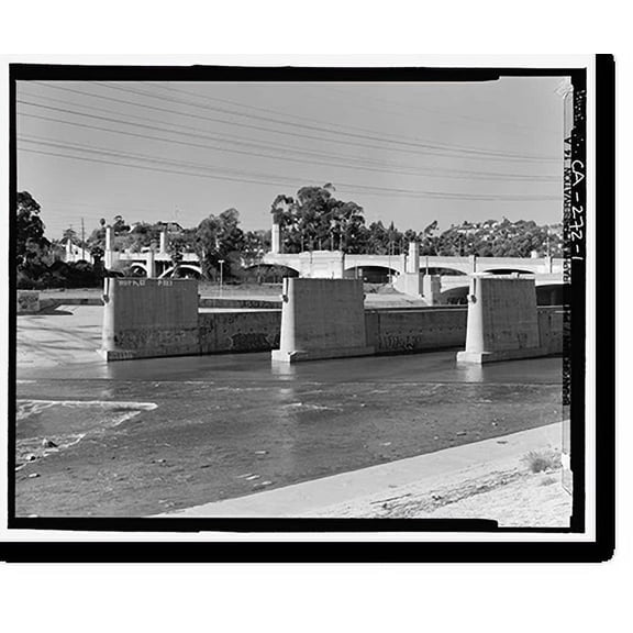 Historic Print, Glendale-Hyperion Viaduct, Spanning Golden State Freeway (Interstate 5) and Los Angeles River, Los Angeles, Los Angeles County, CA, 18" x 24"