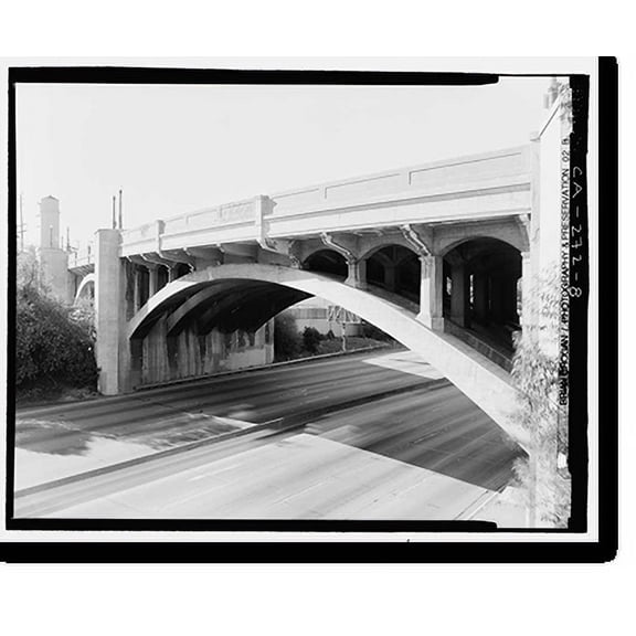 Historic Print, Glendale-Hyperion Viaduct, Spanning Golden State Freeway (Interstate 5) and Los Angeles River, Los Angeles, Los Angeles County, CA - 8, 18" x 24"