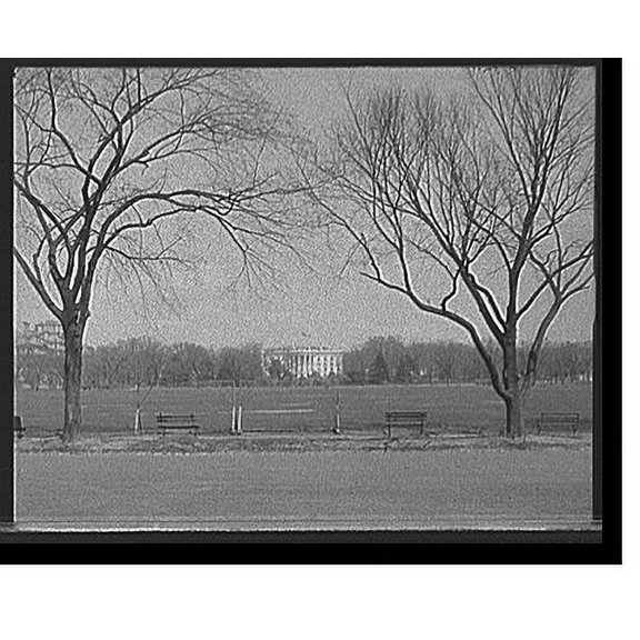 Historic Print, [Glimpse of White House from Monument Green (Mall), Washington, D.C.], 18" x 24"