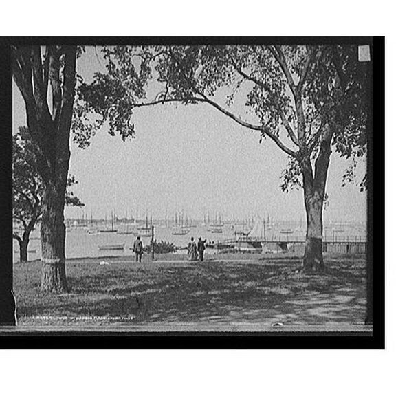 Historic Print, Glimpse of harbor, Marblehead, Mass., 16" x 20"