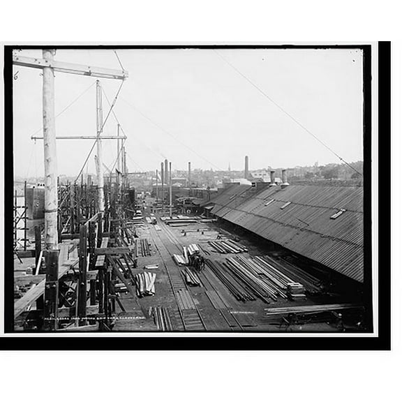 Historic Print, Globe Iron Works ship yard, Cleveland, 18" x 24"