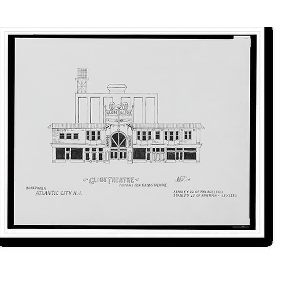 Historic Print, [Globe Theatre (New Nixon's Theatre), Boardwalk, Atlantic City, New Jersey].AFD 1930., 16" x 20"