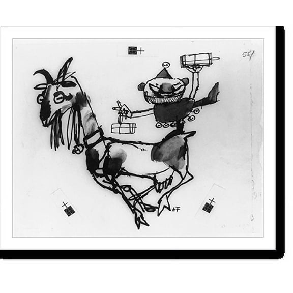Historic Print, [Gnomish Santa and goat], 16" x 20"
