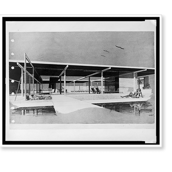 Historic Print, [Goar residence, Sarasota, Florida (project). Perspective. Rendering].Rudolph '48., 16" x 20"
