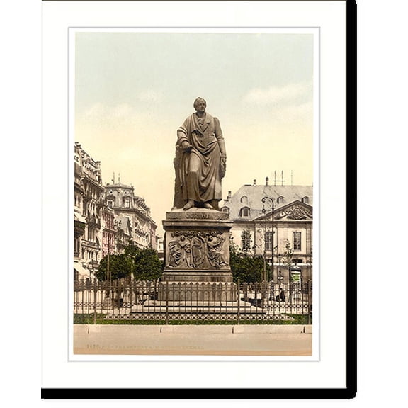 Historic Print, Goethes Monument Frankfort on Main (i.e. Frankfurt am Main) Germany, 18" x 24"