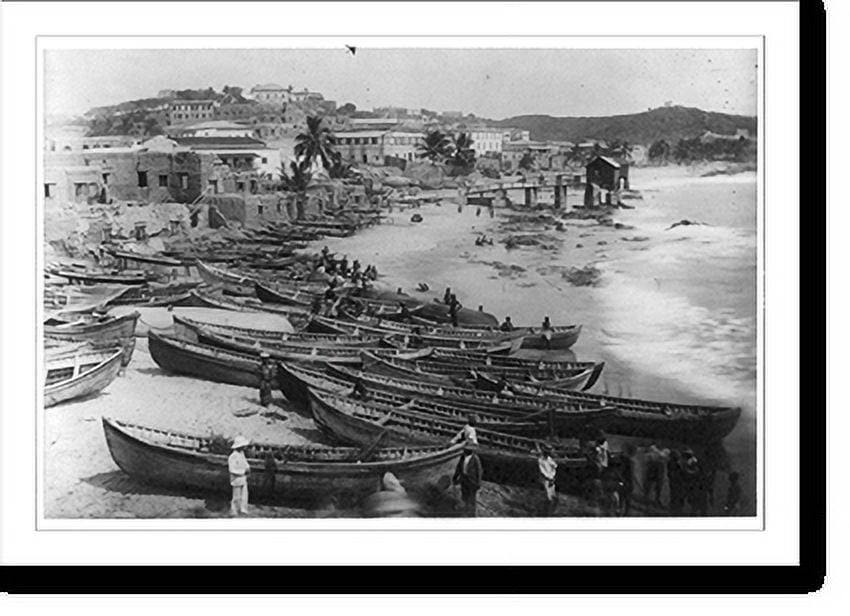 Historic Print, [Gold Coast, British West Africa, fishing boats on