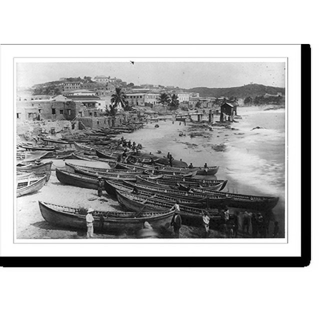 Historic Print, [Gold Coast, British West Africa, fishing boats on