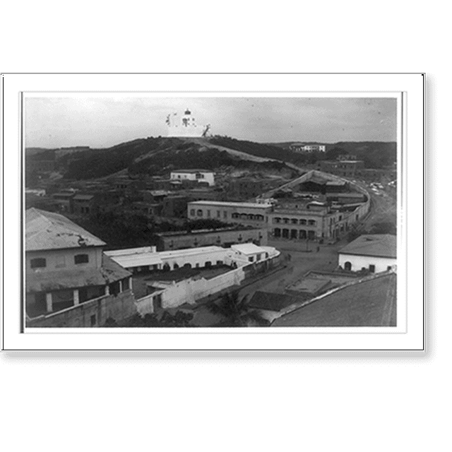 Historic Print, [Gold Coast, British West Africa, signal station, lighthouse in background], 16