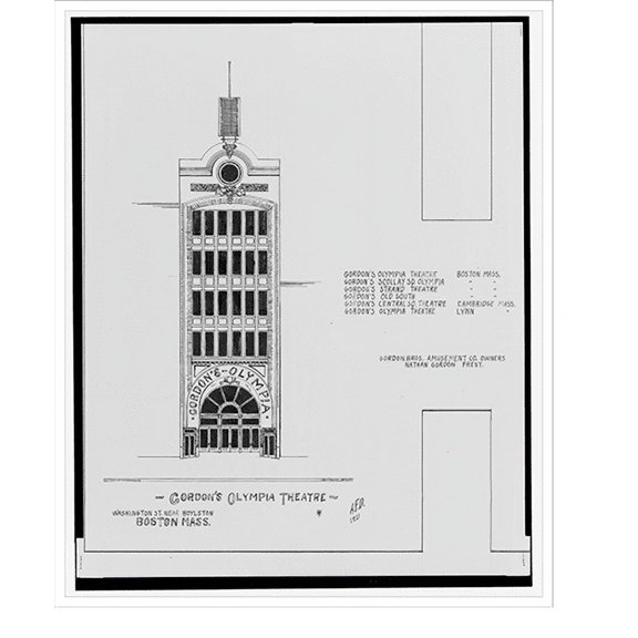 Historic Print, [Gordon's Olympia Theatre, Washington St. near Boylston St., and Gordon's Scollay Square Olympia Theatre, Court St. opposite Hanover St., Boston, Massachusetts].AFD 1921., 16" x 20"