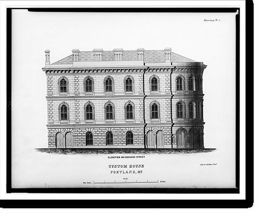 Historic Print, [Government building (Custom House, Post Office, and