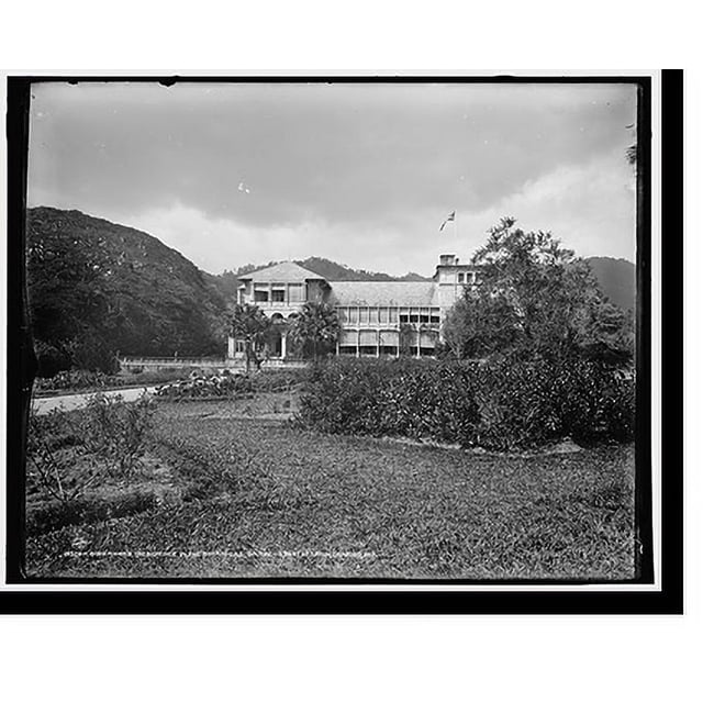 Historic Print, Governor's residence in the Botanical Gardens, Port of