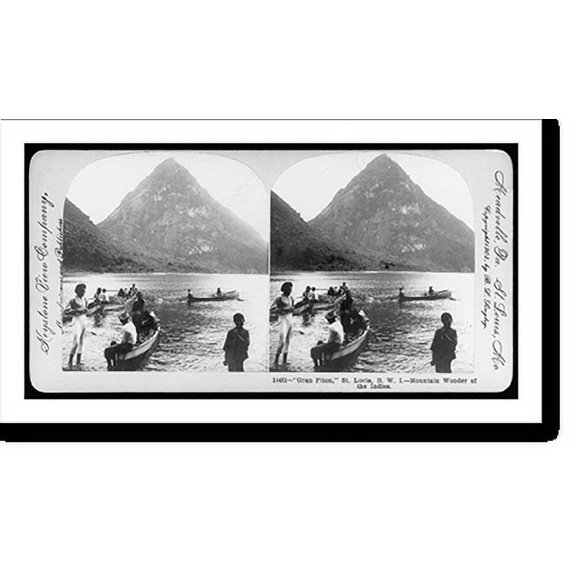Historic Print, Gran Piton, St. Lucia, B.W.I. - mountain wonder of the Indies, 18" x 24"