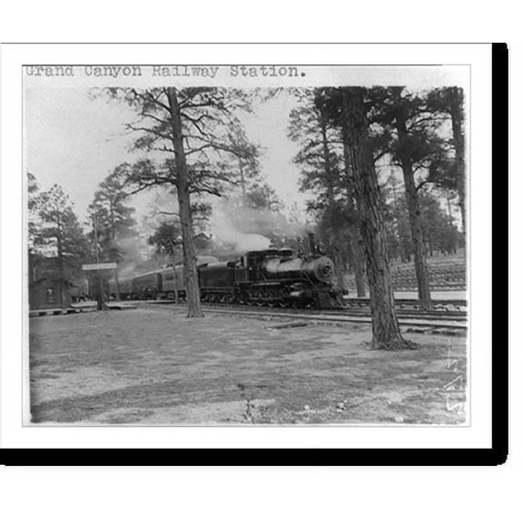 Historic Print, [Grand Canyon]: Grand Canyon Railway Station [and train], 16" x 20"