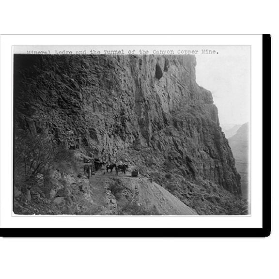Historic Print, [Grand Canyon]: Mineral ledge and the tunnel of the canyon copper mine, 18" x 24"