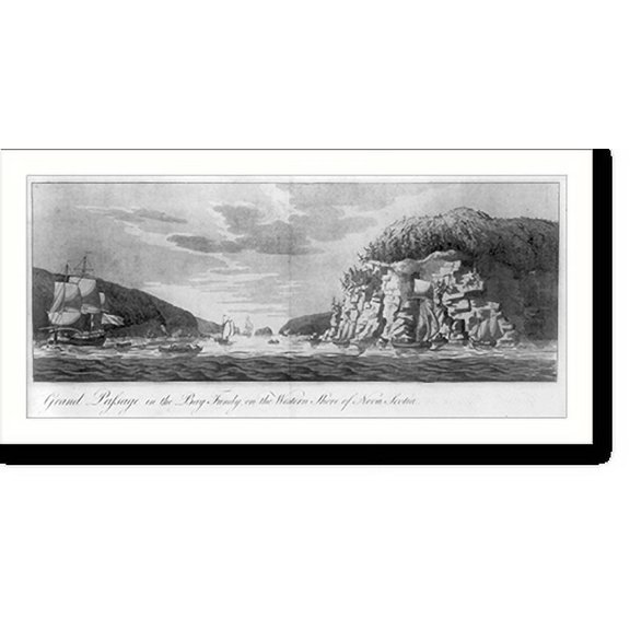 Historic Print, Grand Passage in the Bay Fundy, on the western shore of Nova Scotia, 16" x 20"