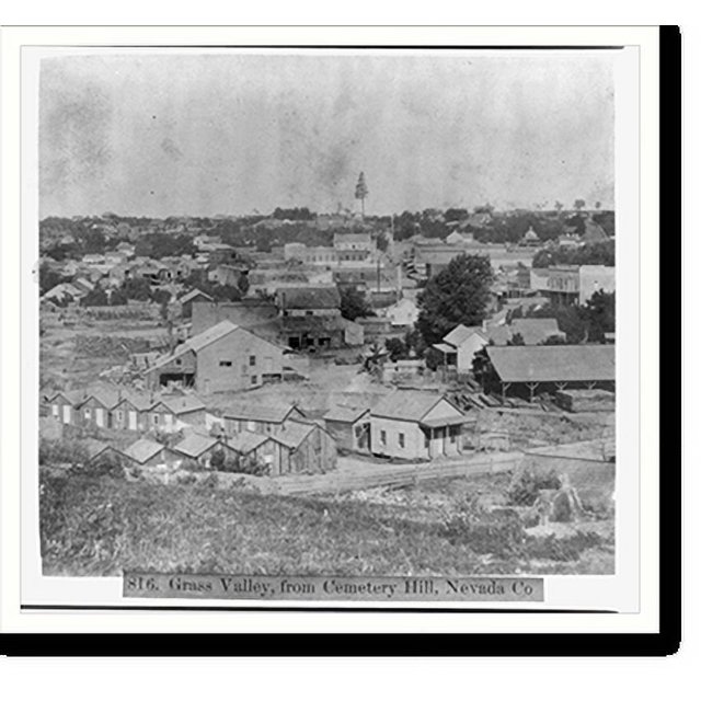 Historic Print, Grass Valley, from Cemetery Hill, Nevada Co., 16" x 20