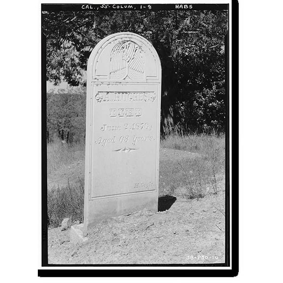 Historic Print, Grave Stones, Mountain View Cemetery, Bigler Street, Columbia, Tuolumne County, CA - 7, 18" x 24"