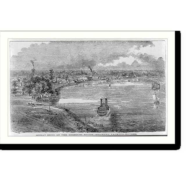 Historic Print, Great Bend of the Missouri River . showing packing