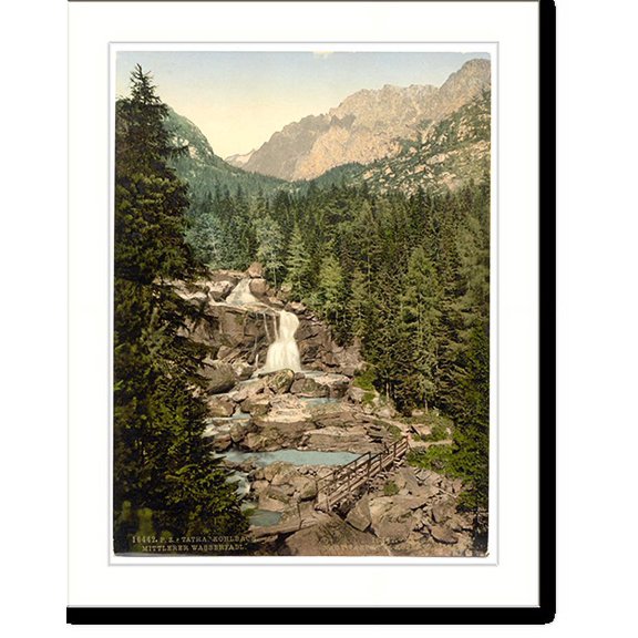 Historic Print, Great Kohlbach Middle Waterfall Tatra Austro-Hungary, 16" x 20"