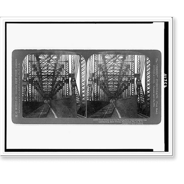 Historic Print, Great bridge over the Monongahela train of molten