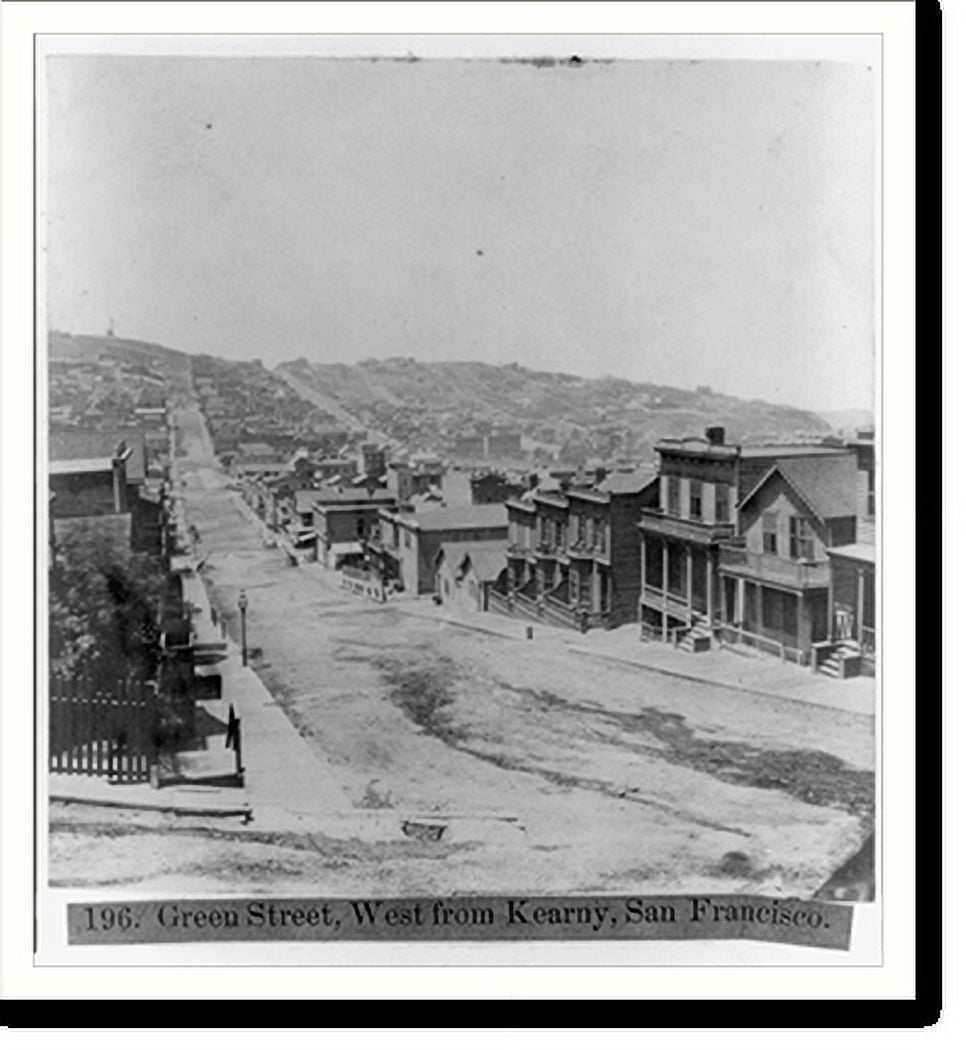 Historic Print, Green Street, West from Kearny, San Francisco, 16" x 20