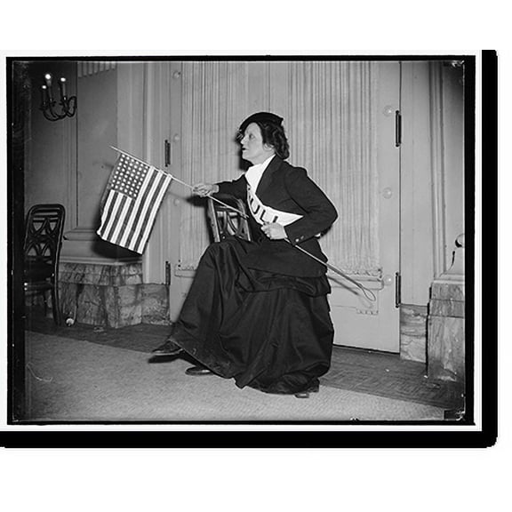 Historic Print, Gridiron widows. Riding side-saddle for dear old Tennessee is Mrs. Cordell Hull, waving a flag and coming down the stretch. She is Helen Essary, 18" x 24"